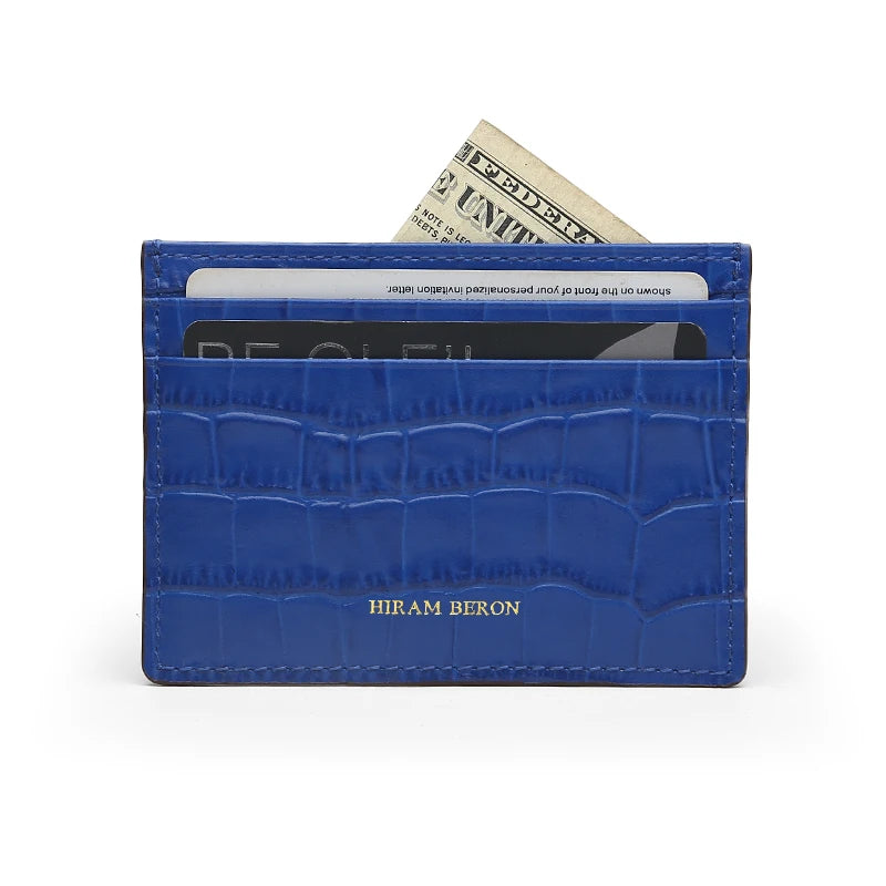 Hiram Beron Crocodile Pattern Leather Credit Card Holder & Compact Wallet
