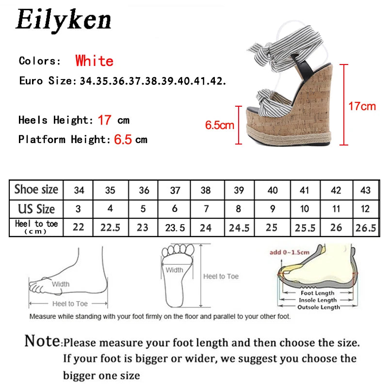 Eilyken Platform Wedge Sandals – Women's Lace-Up Ankle Strap Open Toe