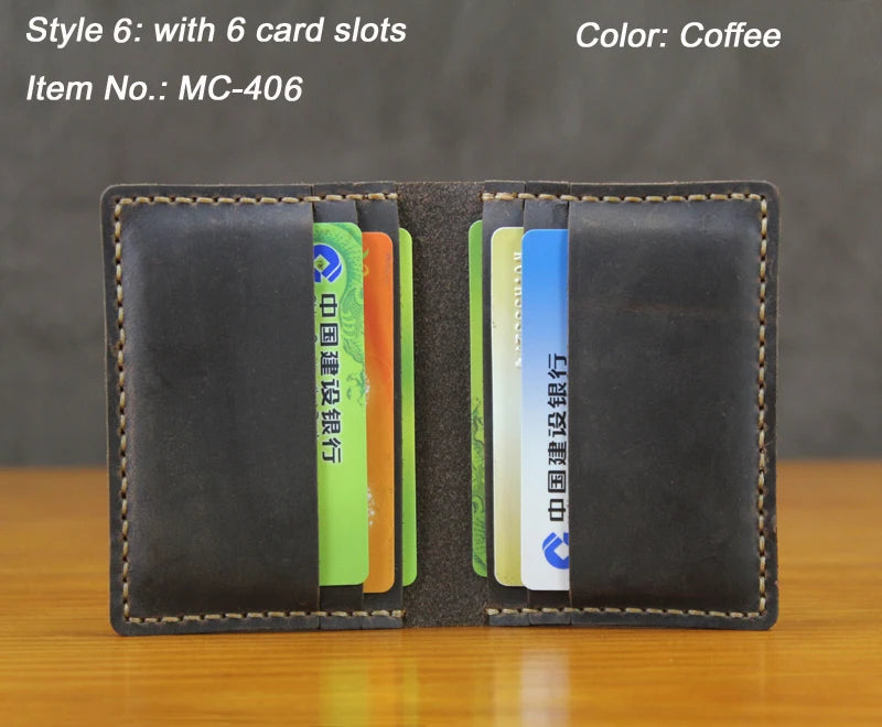 Handmade Crazy Horse Leather Card Holder – Slim Wallet