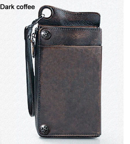 Men's Genuine Leather Long Clutch Wallet – Vintage Wristlet
