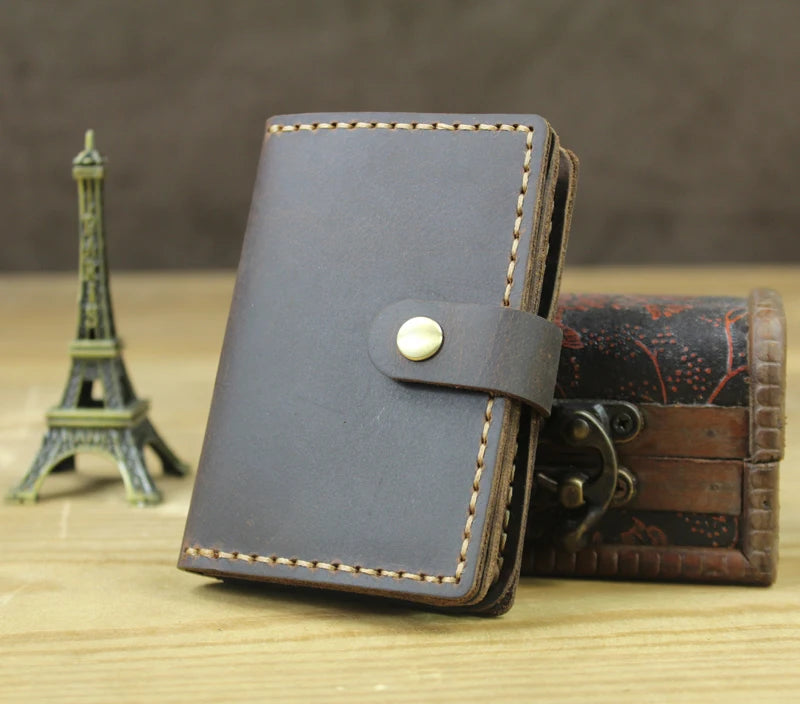 Handmade Vintage Crazy Horse Leather Card Holder Wallet