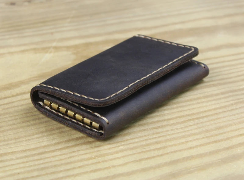 Genuine Leather Key Holder Wallet – Handmade Vintage Organizer