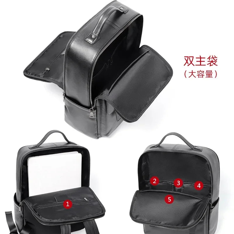 Genuine Leather Men's Backpack Large Capacity Laptop Bag