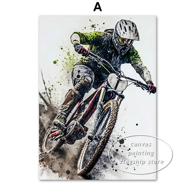 Mountain Bike Watercolor Wall Art Print Cycling Poster