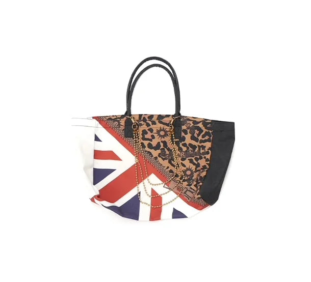 Retro Leopard Print Union Jack Chain Tote Bag
