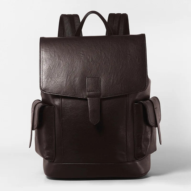 Genuine Leather Men's Backpack – 15" Laptop & Travel Bag