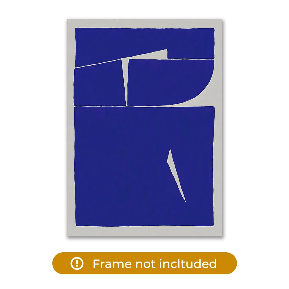 Abstract Blue Geometric Wall Art Print – Modern Framed Canvas Poster