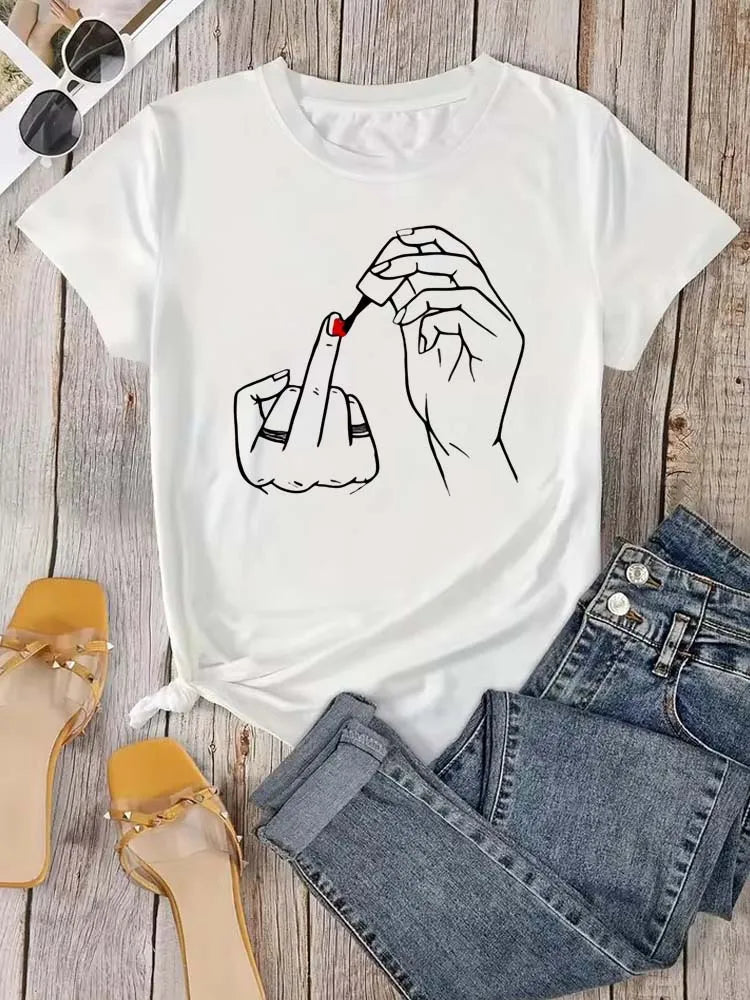 Funny Nail Polish Graphic Women's T-Shirt | Summer Casual Tee