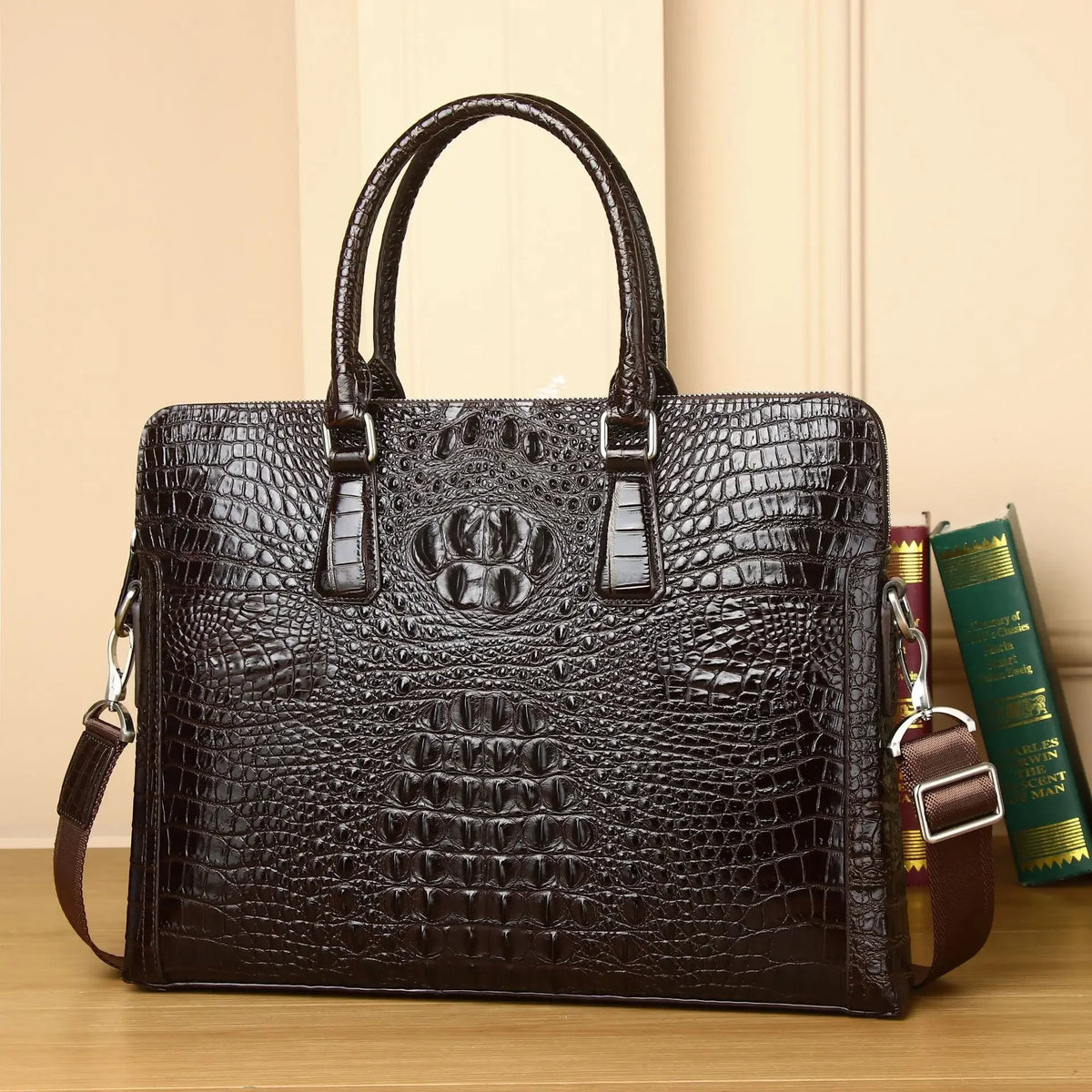 Men's Alligator Pattern Leather Briefcase – Luxury Business Bag
