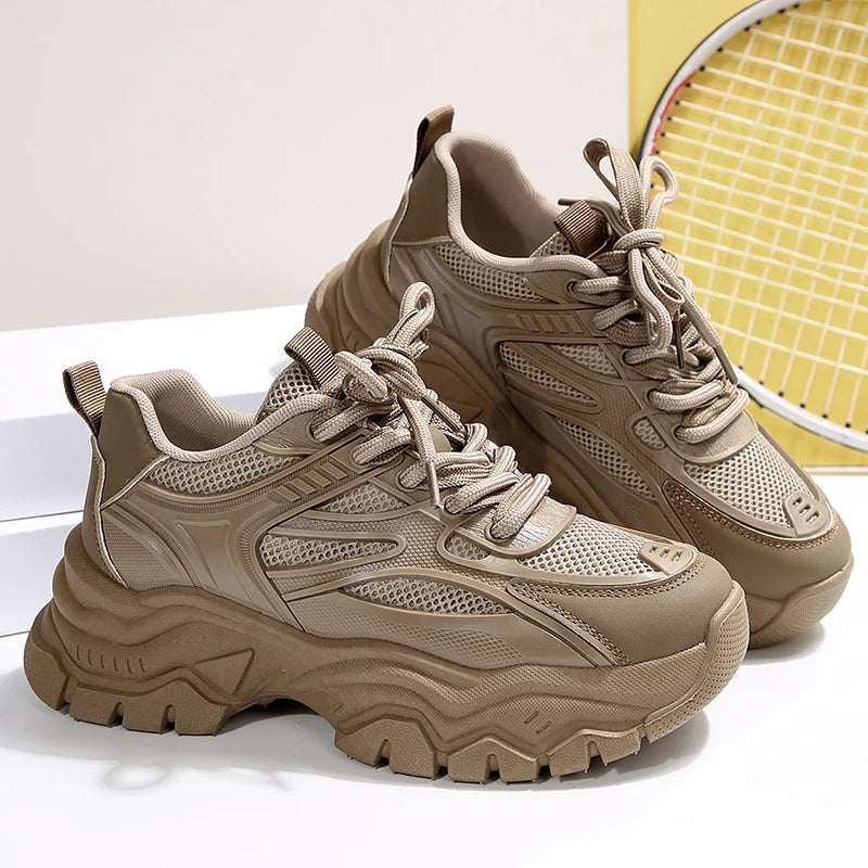 Chunky Platform Sneakers for Women – Retro Breathable Sport Shoes