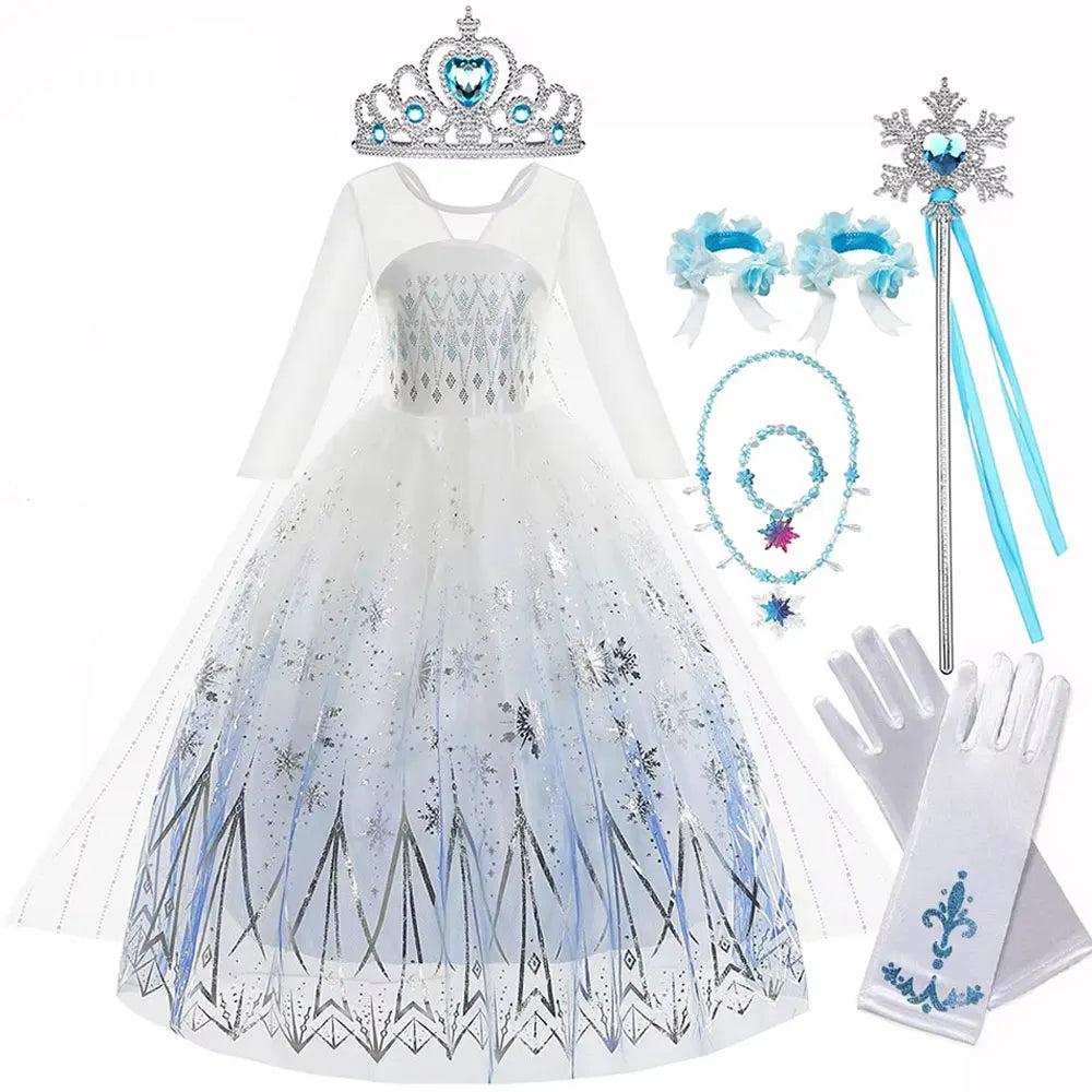Elsa Princess Long Sleeve Frozen Dress