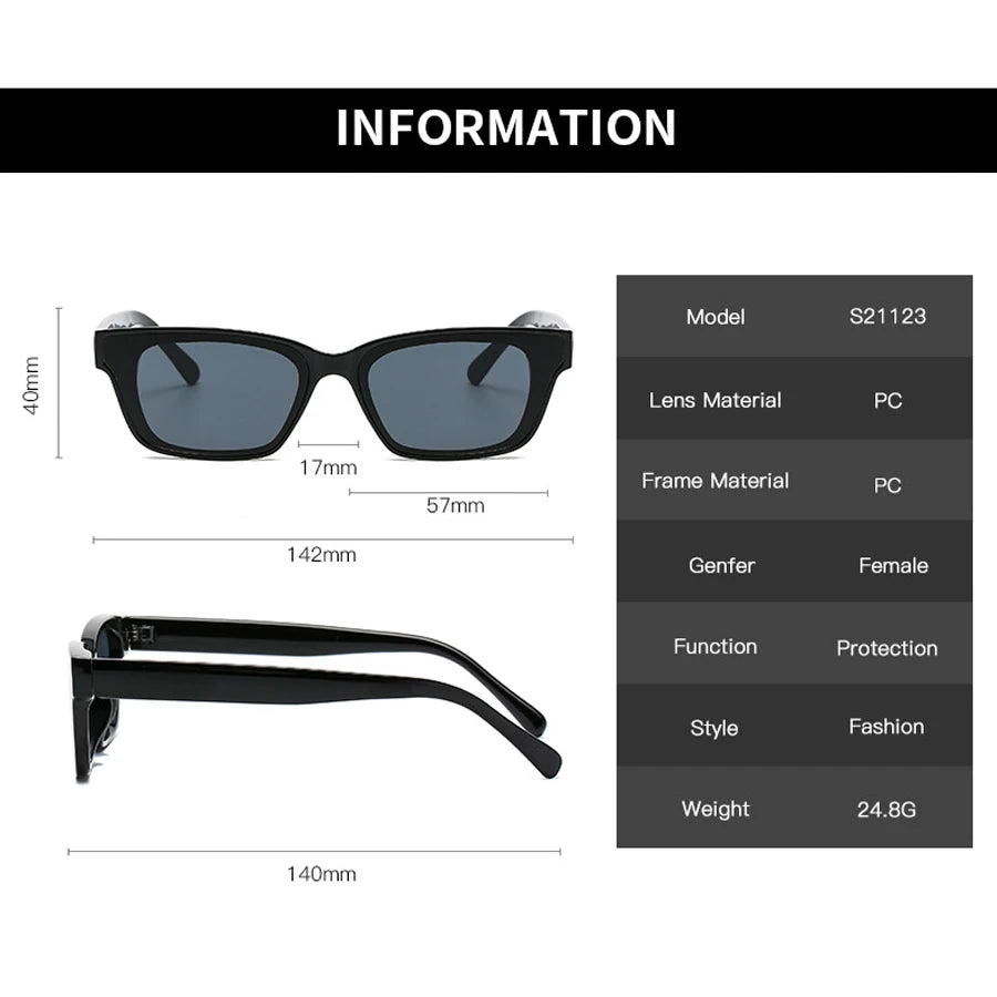 Retro Rectangle Sunglasses for Women – Small Frame Cat Eye