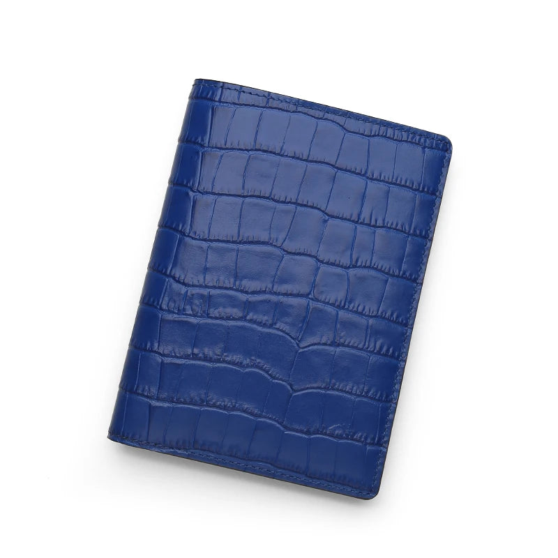Hiram Beron Personalized Passport Cover Luxury Anti Rfid Leather Embossed Crocodile Pattern Wallet