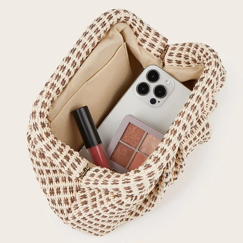 French Woven Cloud Flower Commuter Shoulder Bag