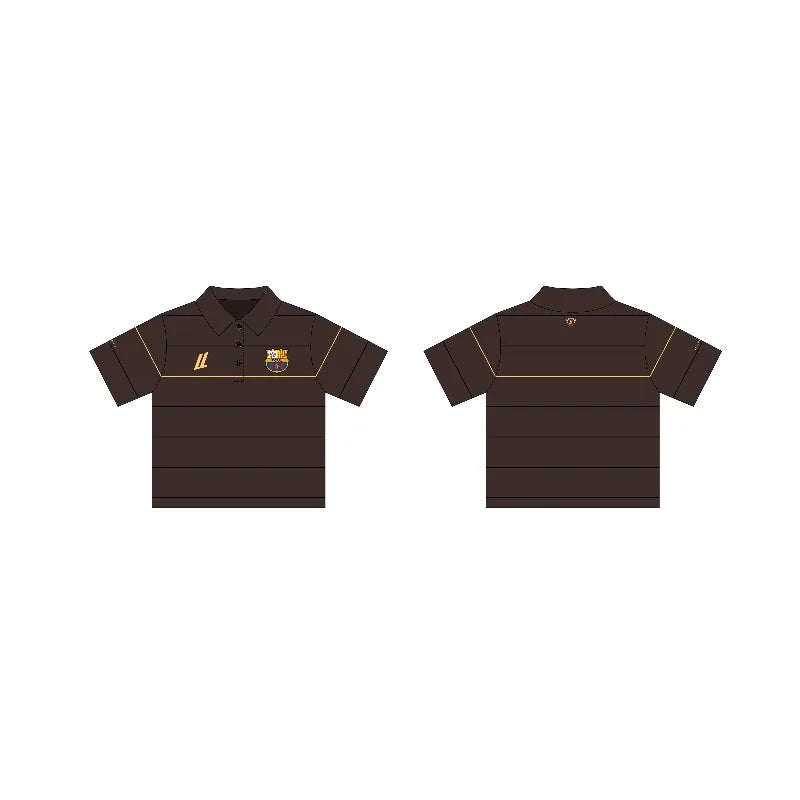 Y2K Striped Polo Shirt – Retro Embroidered Logo Unisex Tee