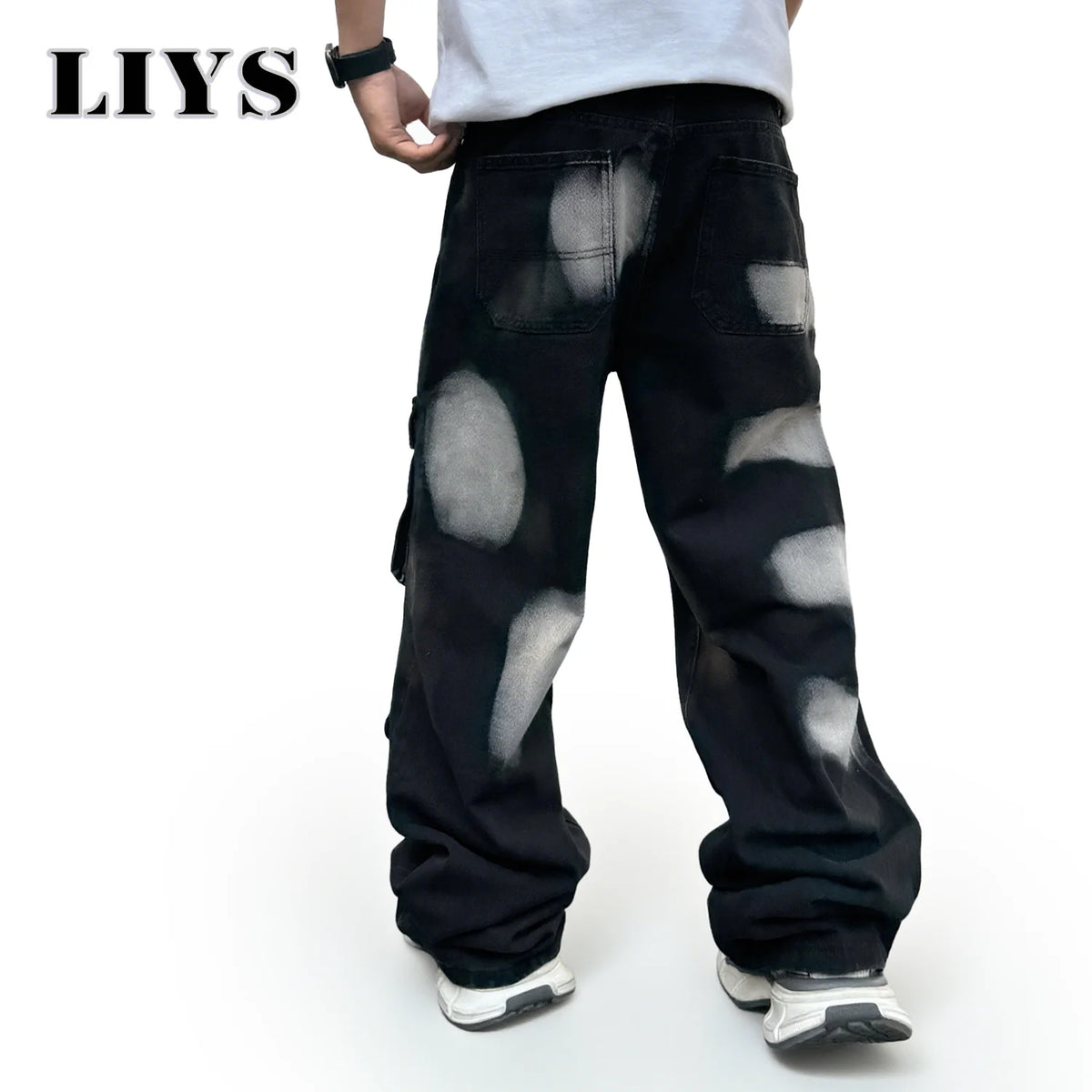 Splashed Ink Cargo Jeans – Men's Streetwear Denim Pants