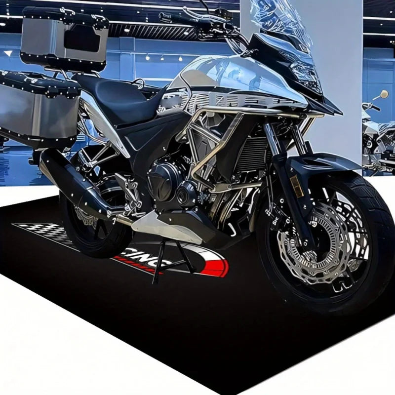 Vikama Racing Motorcycle Floor Mat Washable Non Slip Garage Display Carpet Heavy Duty Entryway