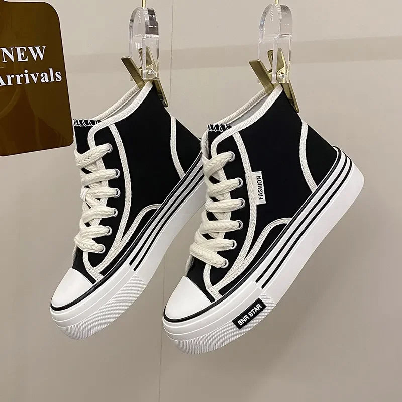 Women's Platform High-Top Canvas Sneakers
