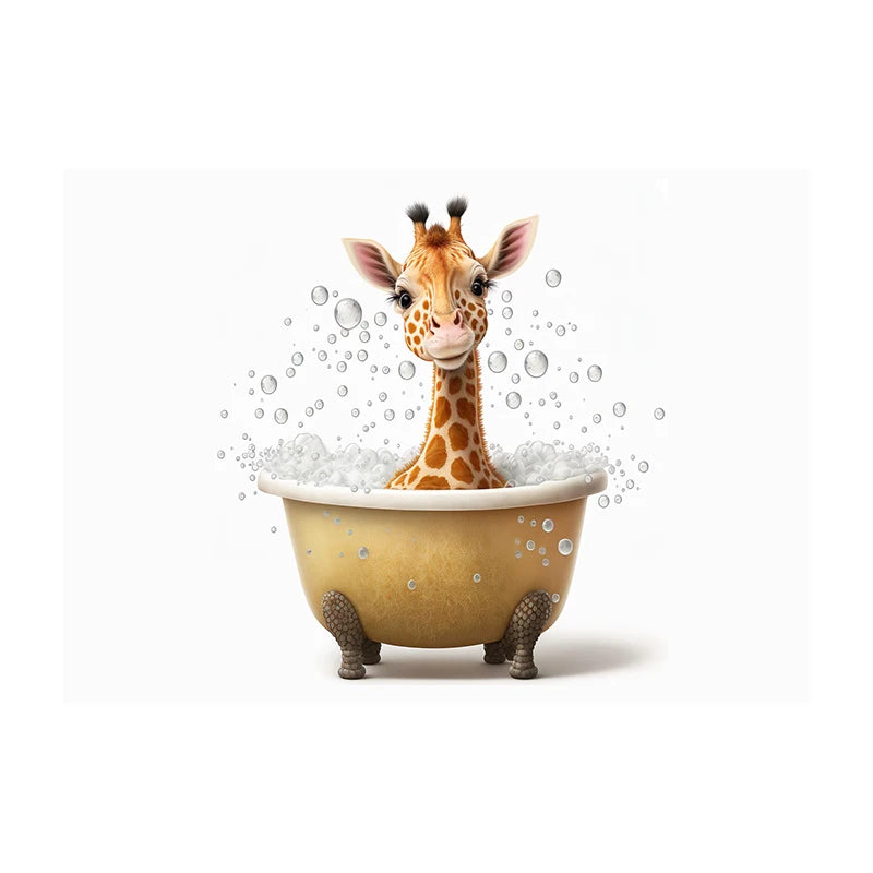 Cute Dog in Bathtub Wall Art Poster – Funny Puppy Canvas Print