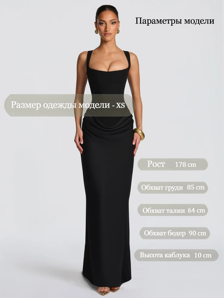 Women's Slim Maxi Dress – Lace-Up Sleeveless Formal Gown