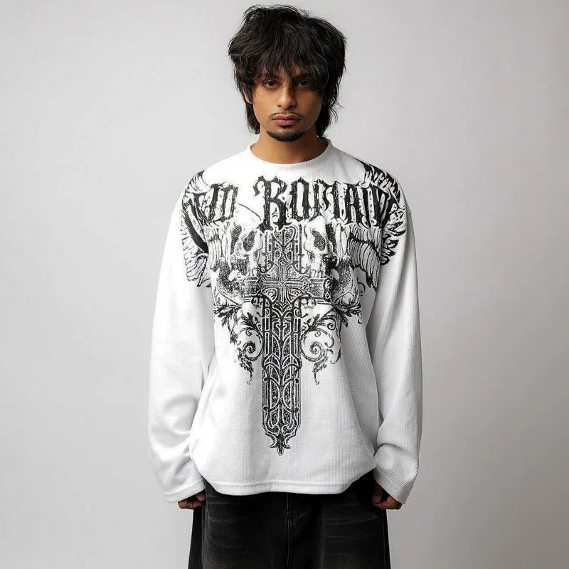 Y2K Graphic Hoodie & Thermal Sweatshirt Retro Hip Hop Street Style