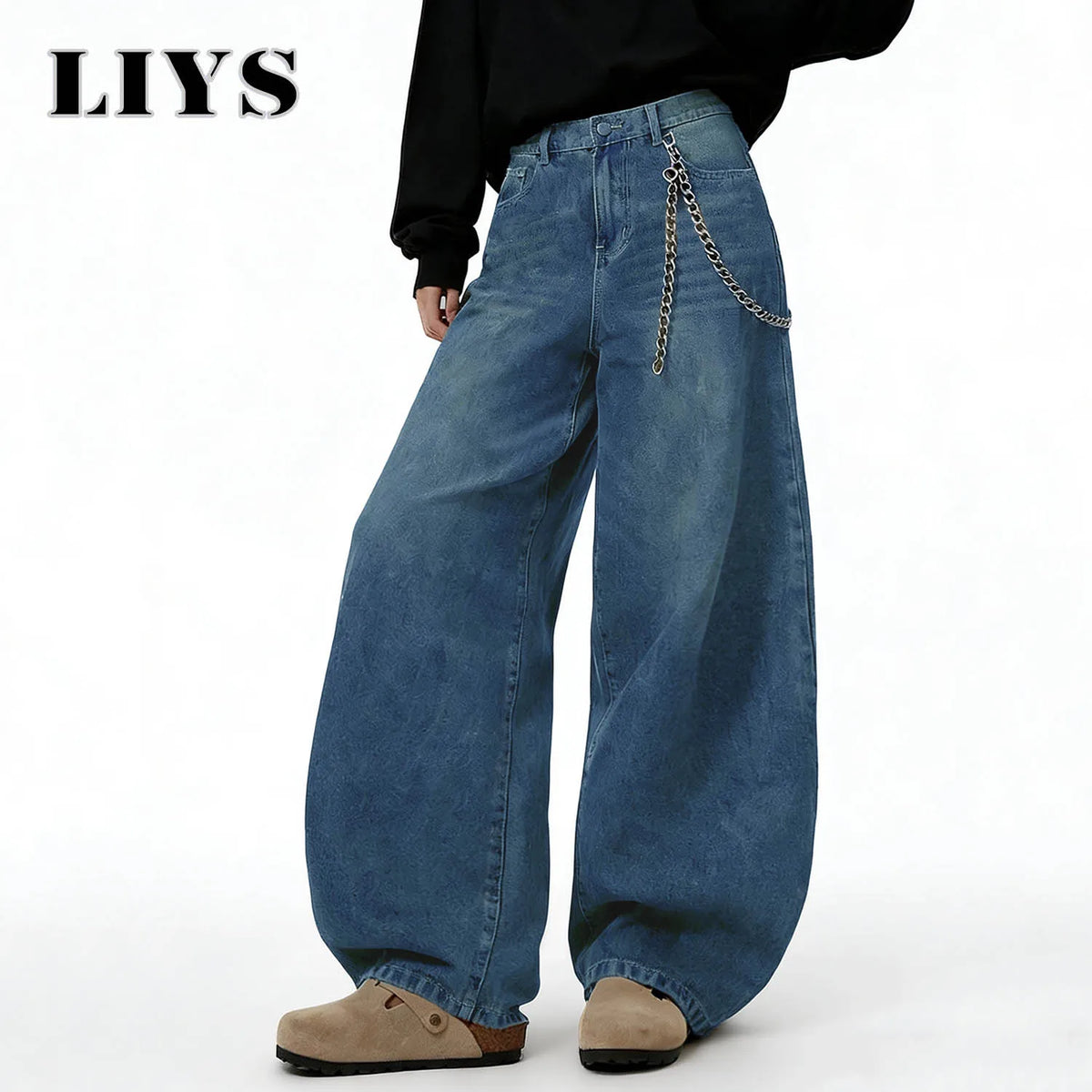 Men's Distressed Baggy Wide Leg Jeans – Y2K Streetwear