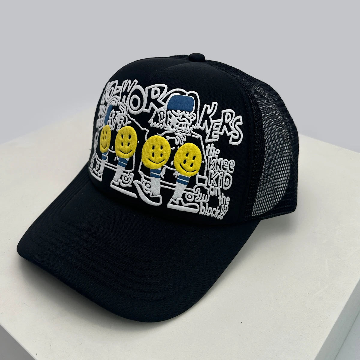 Smiley Face Trucker Cap – 3D Embroidered Hip Hop Baseball Hat