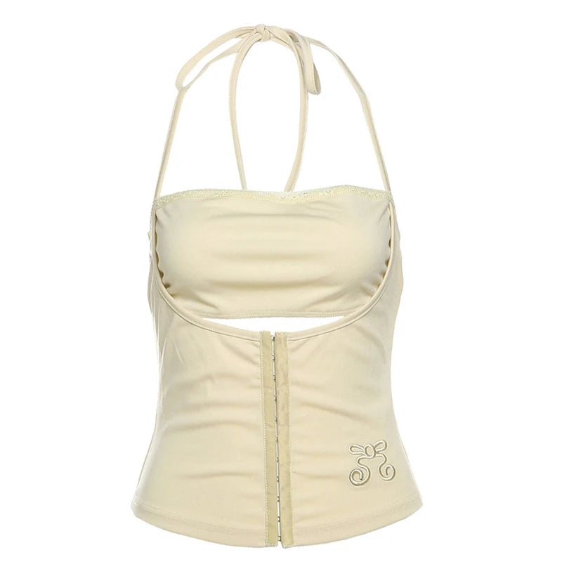 Halter Neck Crop Top Women's Sleeveless Slim Fit Vest