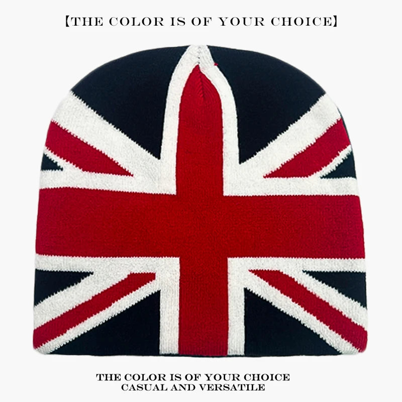 Union Jack Jacquard Beanie Hat – Unisex Streetwear Knit Cap