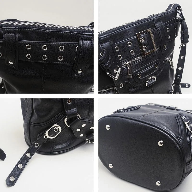 High Street Vintage Handbag Women New Rivet Large Capacity