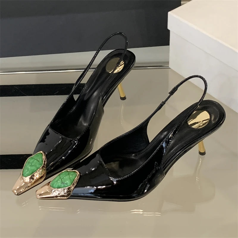 Diamond Stone Slingback Pumps – Women's Stiletto Heels