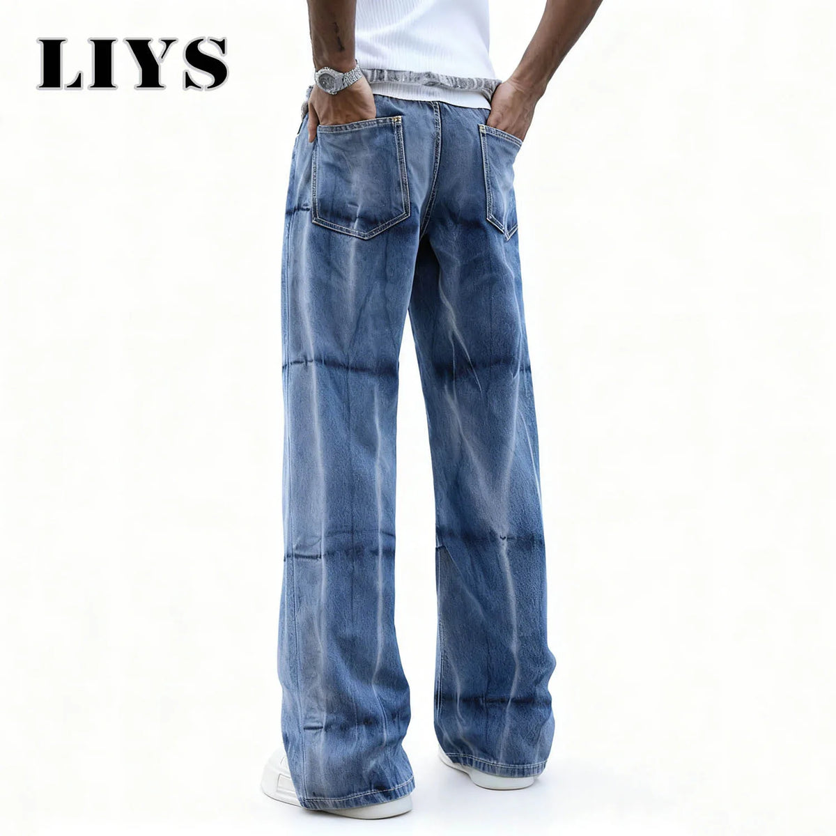 Men's Baggy Wide Leg Jeans – Y2K Tie-Dye Streetwear Denim