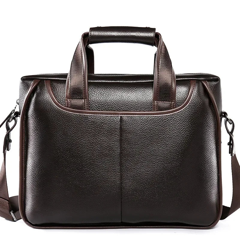Genuine Leather Men's Briefcase Laptop Shoulder Bag