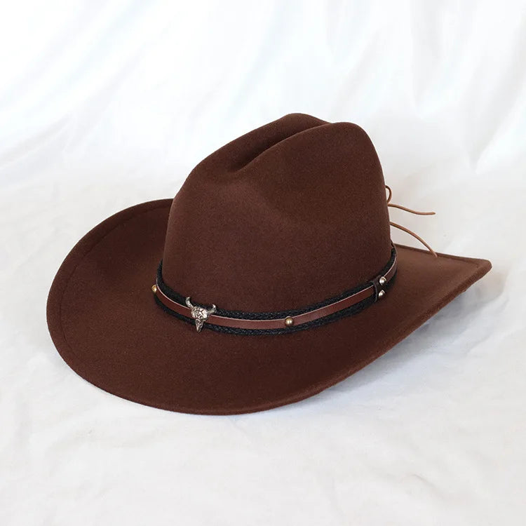 Wide Brim Cowboy Hat – Vintage Western Jazz Hat for Men & Women