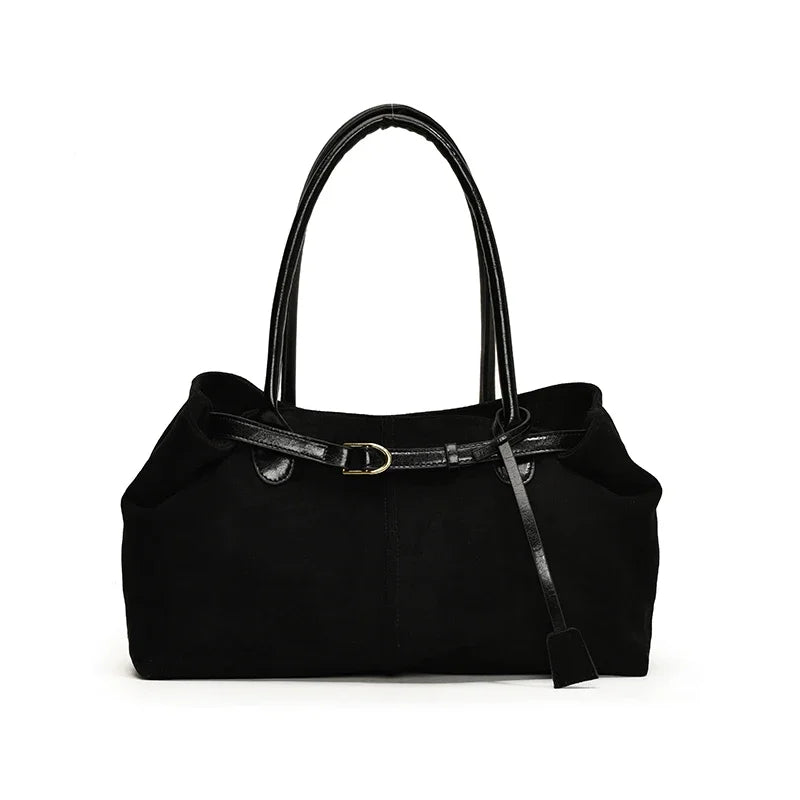 Nubuck Leather Shoulder Tote Bag – Women's Y2K Handbag