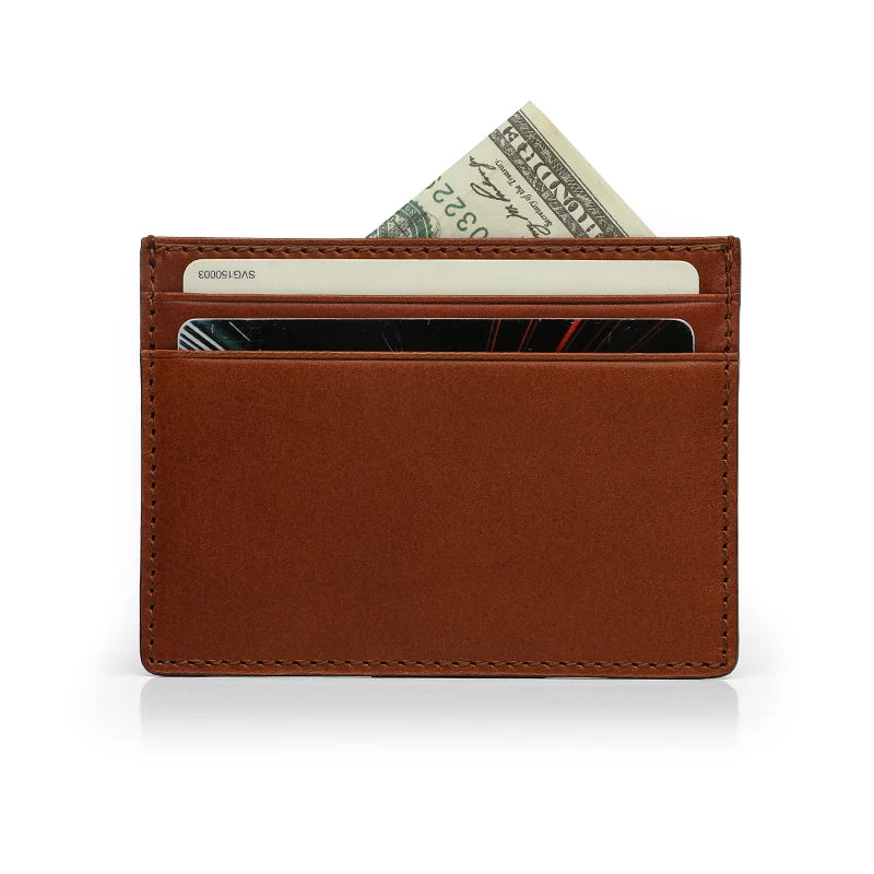 Italian Leather Card Holder Wallet – Custom Name, Slim Design