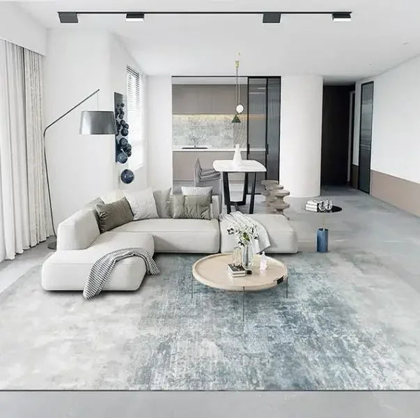 Modern Grey Area Rug – Soft Textured Carpet for Living Room & Bedroom