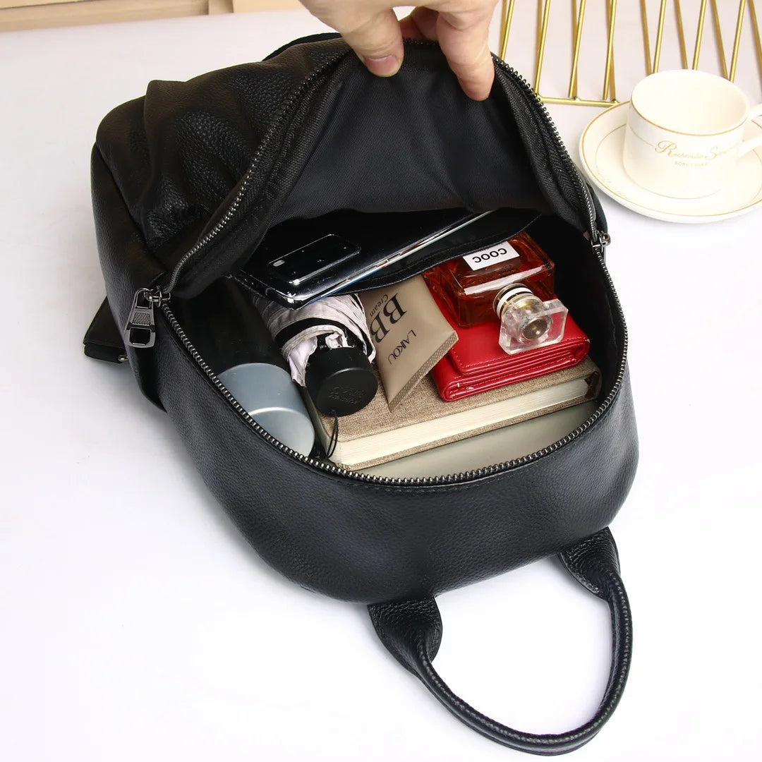 Genuine Leather Women's Mini Backpack – Compact Daily Bag