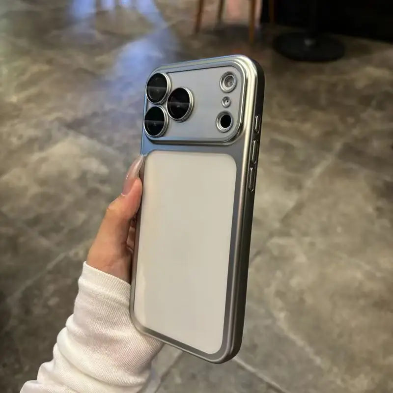 Frosted Translucent iPhone Case – Metal Frame & Camera Lens Protector for iPhone 13–17