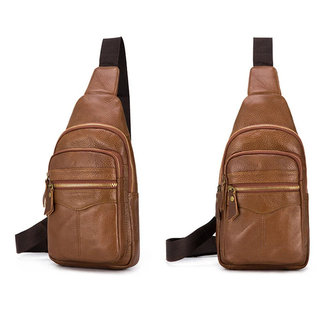 Genuine Leather Men's Sling Bag & Chest Pack