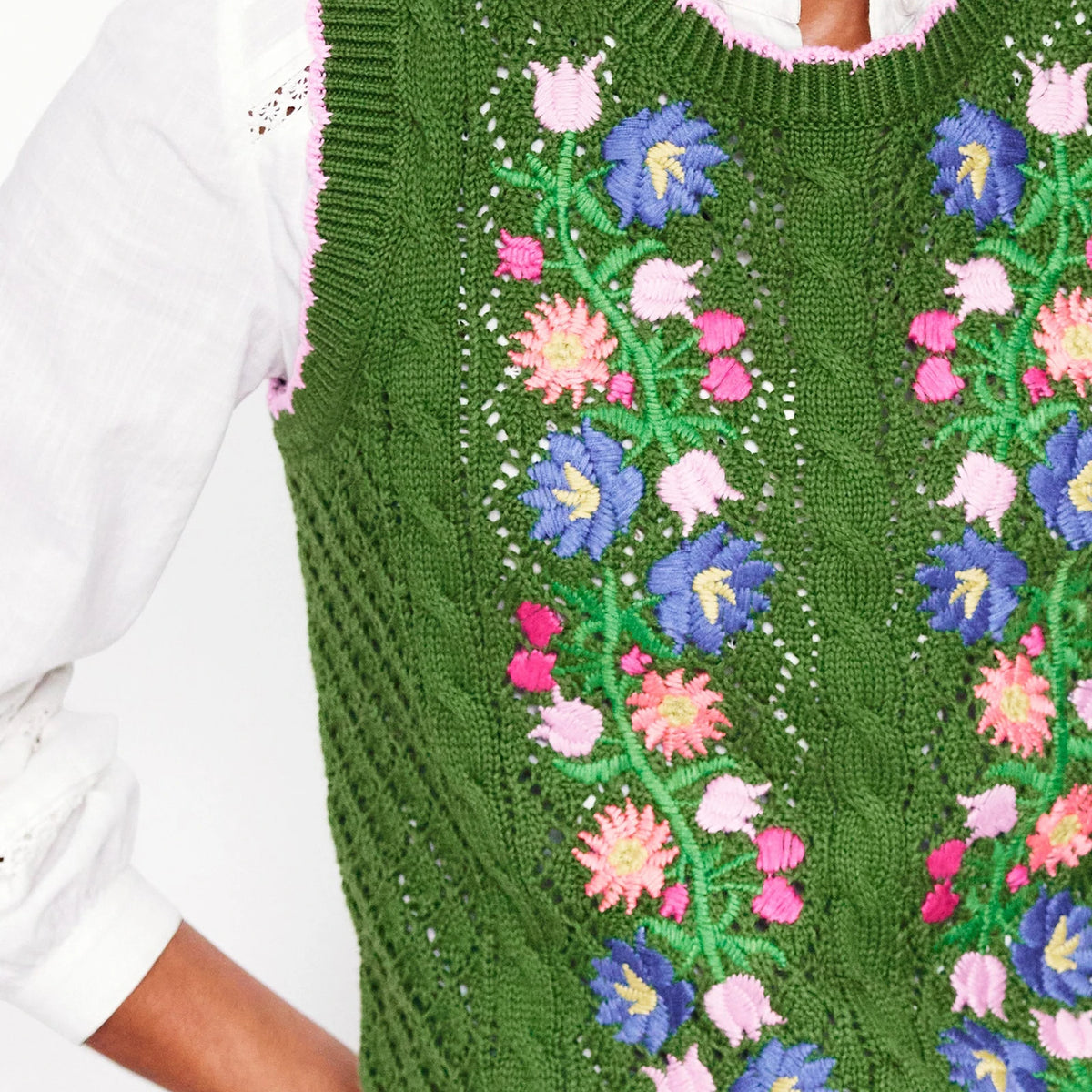 Floral Embroidered Knit Sweater Vest for Women – Crochet Tank