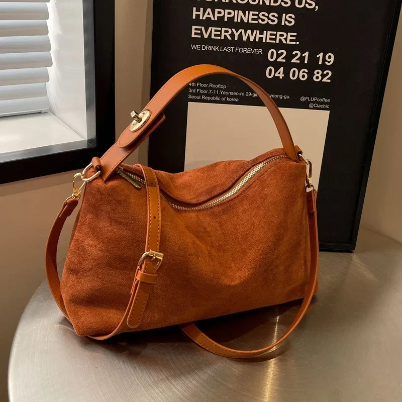 Retro Frosted Shoulder Bag for Women – Textured Crossbody Handbag