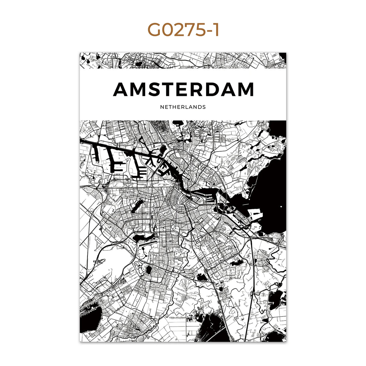 World City Map Wall Art Print – Black & White City Poster