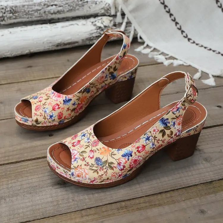 Chunky Heel Sandals for Women – Retro Wedge Dress Party Shoes