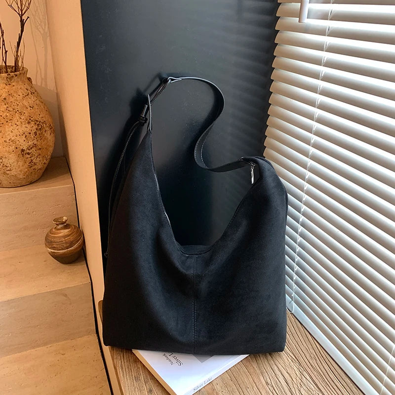 Leopard Print Shoulder Bag – Women's Large Suede Hobo Tote