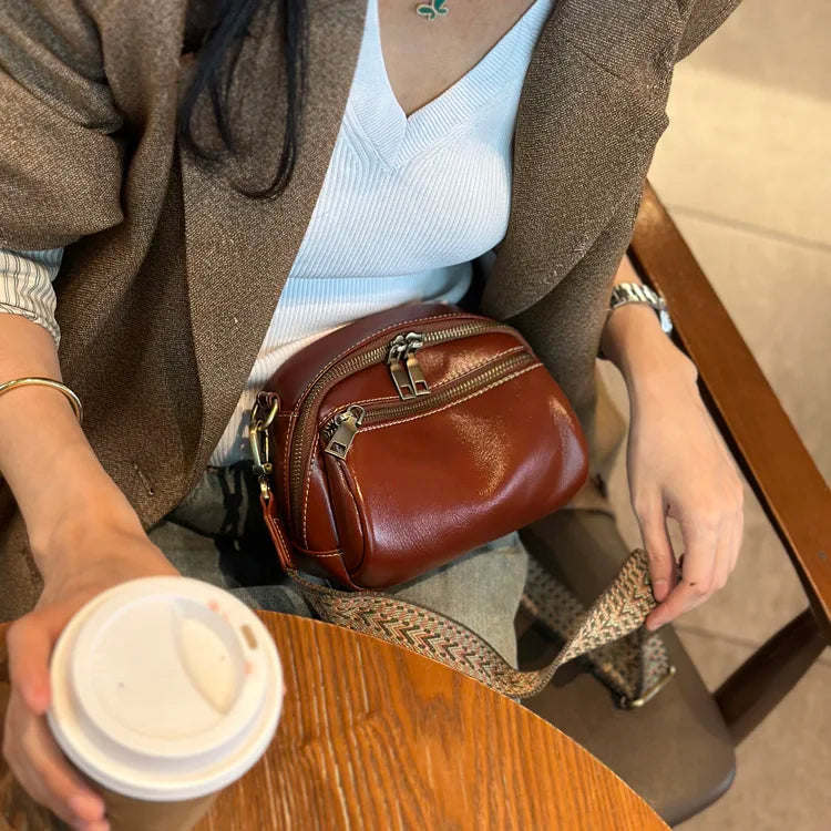 Women Cowhide Small Handbag Popular and Versatile Genuine Leather