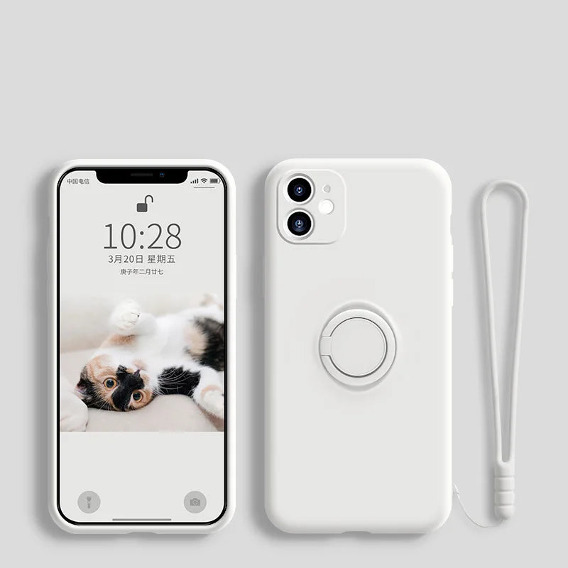 Liquid Silicone Ring Holder Phone Case – iPhone 11 to 17 Series