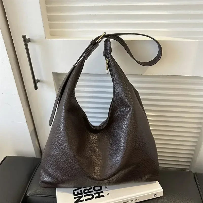 Fashion Leather Tote Bag Simple Large High Capacity Shoulder Bag