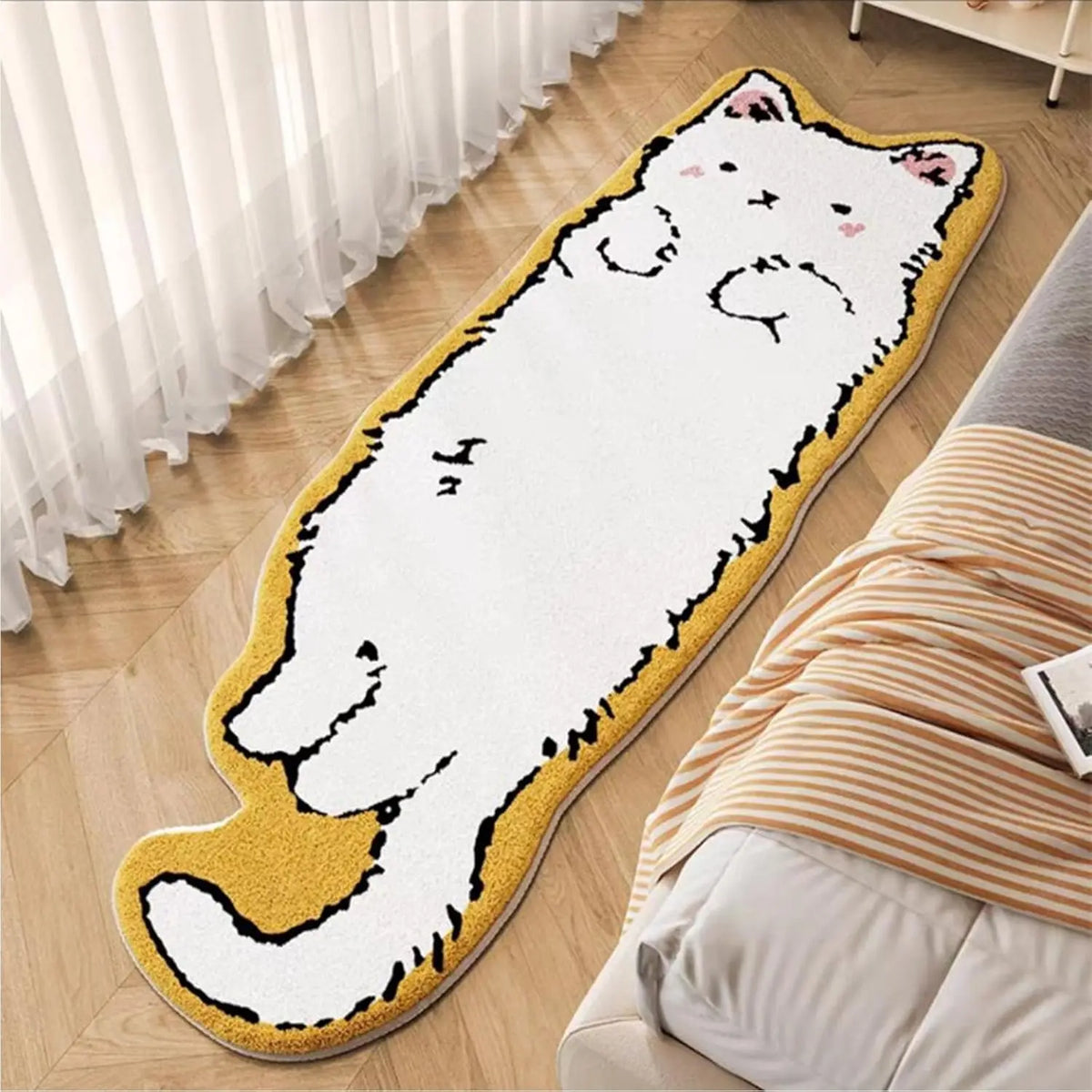 Cartoon Cat Rug – Non-Slip Soft Floor Mat for Bedroom & Living Room