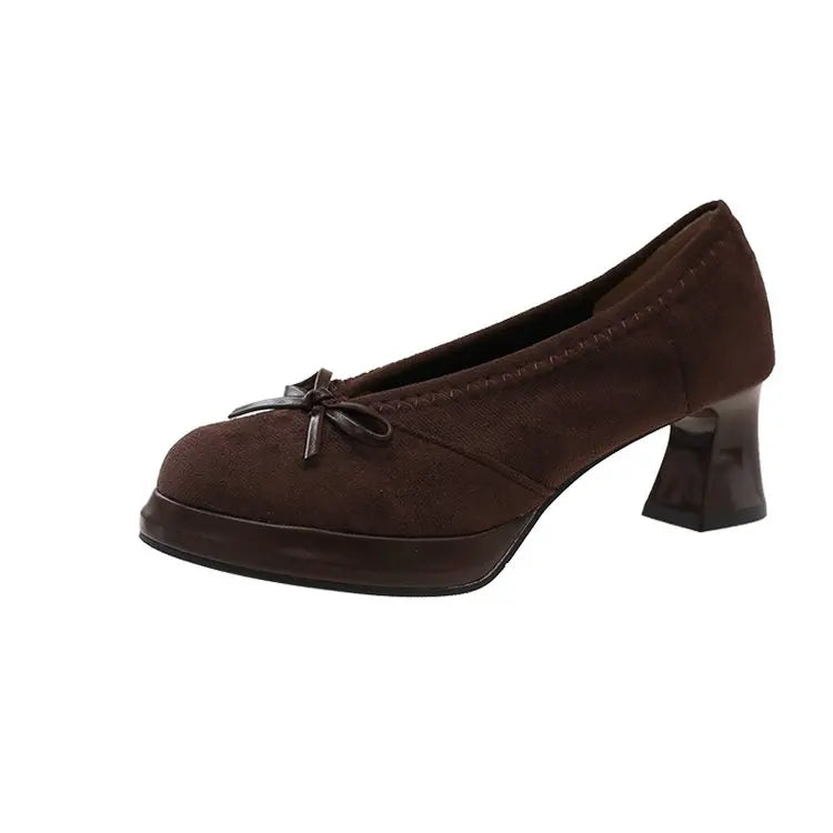 Bow Accent Mid Heel Pumps – Women's Elegant Dress Shoes
